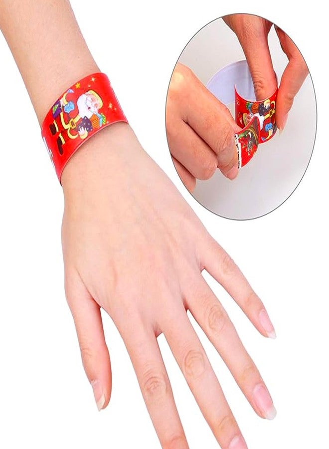 PARTEET Christmas Slap Bracelets, Santa Claus and Reindeer Theme, Red, 12 Pieces, Party Favours and Christmas Return Gifts for Kids - Image 4